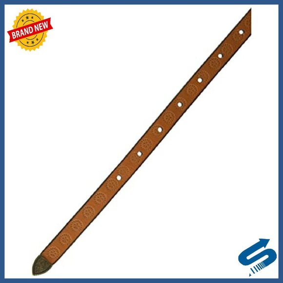 15mm Leather Belt with Western Detailing, Antique Brass Hardware main image 4